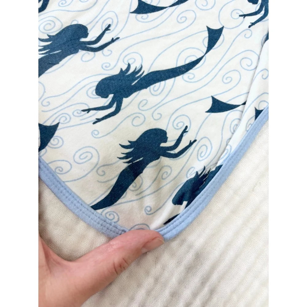 Baby KicKee Pants Bamboo White Blue Mermaid Stroller Blanket One Size